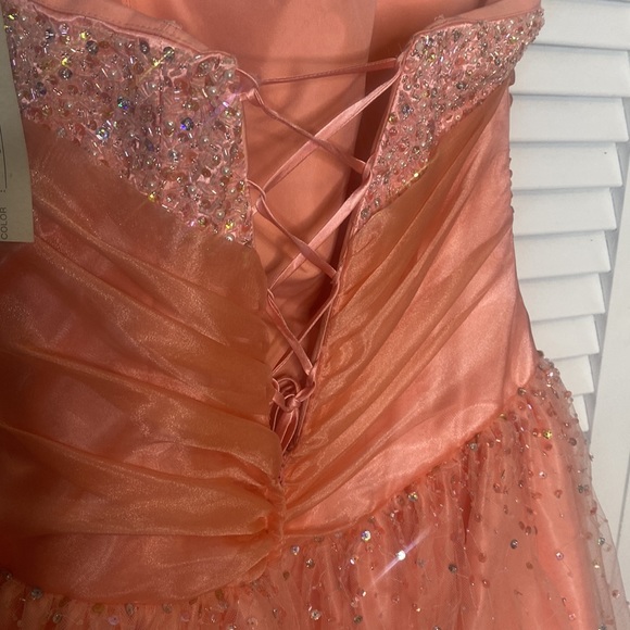 JOLI Prom | Coral Strapless Ballgown | Size 14 - Picture 5 of 8